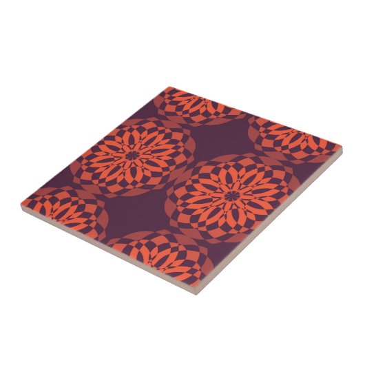 Oranje paarse koele, unieke, trendmatige bloem abs tegeltje (Zijkant)