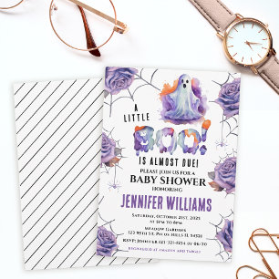 Oranje paarse Little Boo Ghost baby shower Kaart