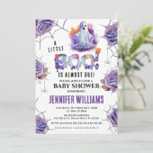 Oranje paarse Little Boo Ghost baby shower Kaart (Staand voorkant)