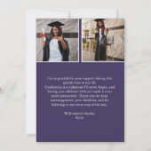 Oranje Paarse moderne Afstuderen foto Bedankkaart (Achterkant)