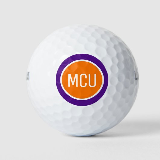 Oranje Paarse monogram Initialen Gepersonaliseerd Golfballen (Voorkant)
