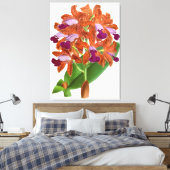  Oranje Paarse Orchid Flower - Canvas Print (Insitu (Slaapkamer))