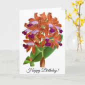  Oranje Paarse orchidebloem Kaart (Gele Bloem)