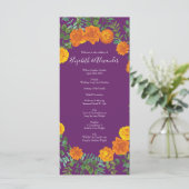 Oranje Paarse Plum Peony Roos Trouwprogramma's Menu (Staand voorkant)