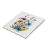 Oranje Paarse rode blauwe Waterverf bloemen Tegeltje (Zijkant)