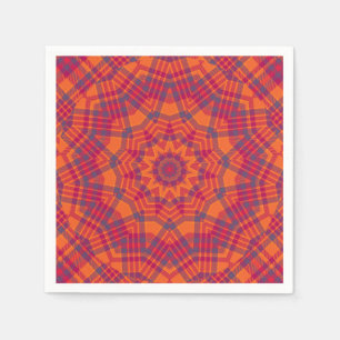 Oranje paarse ruit kaleidoscoop servetten
