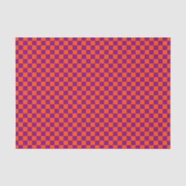 Oranje Paarse Schaakbord Patroon Tissuepapier