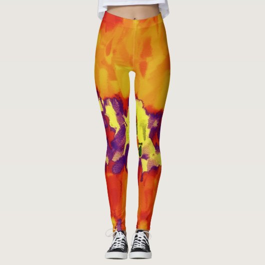 Oranje Paarse schildpad Leggings (Voorkant)