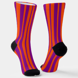 Oranje Paarse Stijlvolle Strepen Patroon Ontwerp Sokken