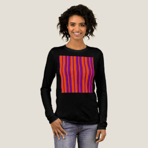Oranje Paarse Stijlvolle Strepen Patroon Ontwerp Tri-Blend Shirt