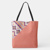 Oranje Paarse Stippen Aztec Naam Monogram Tote Bag (Achterkant)