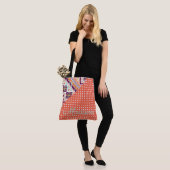 Oranje Paarse Stippen Aztec Naam Monogram Tote Bag (Op model)