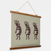 Oranje Paarse Tan Zwart Zuidwest Kokopelli Hangend Wandkleed (Gebogen)