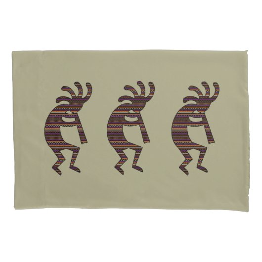 Oranje Paarse Tan Zwart Zuidwest Kokopelli Kussensloop (Voorkant-Links)