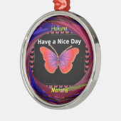 Oranje Paarse vlinder hebben een mooie dag art pri Metalen Ornament (Links)