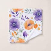 Oranje Paarse Wildflower Floral Bad Handdoek (Wasdoekje)