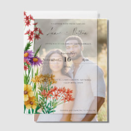 Oranje Paarse Wildflowers Floral Wedding Vellum Uitnodigingen