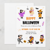 Oranje Paarse zwarte kostuum Halloween Party Kaart (Voorkant / Achterkant)