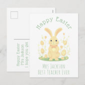 Oranje paashaas beste schoolleraar feestdagenkaart (Voorkant / Achterkant)