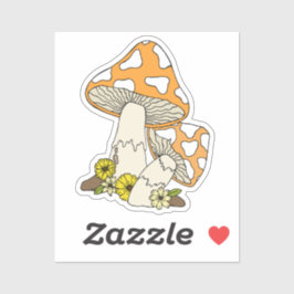 Oranje paddenstoel laptop sticker