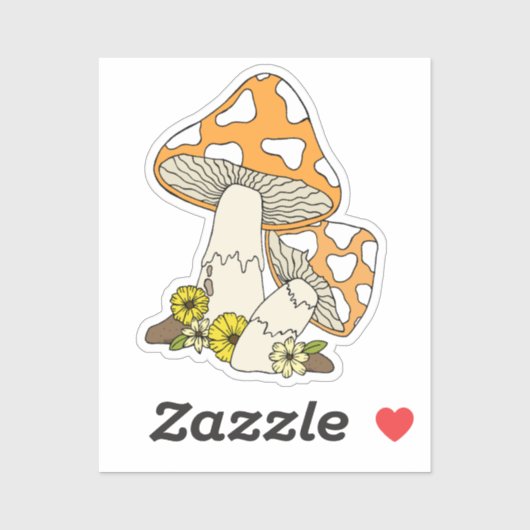 Oranje  paddenstoel laptop sticker (Vel)