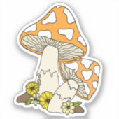 Oranje  paddenstoel laptop sticker (Voorkant)