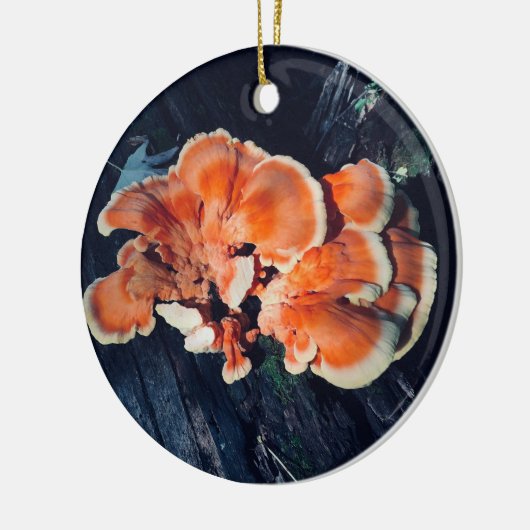 Oranje paddenstoelcirkel keramisch ornament (Links)