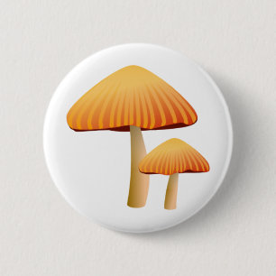 Oranje paddenstoelen ronde button 5,7 cm