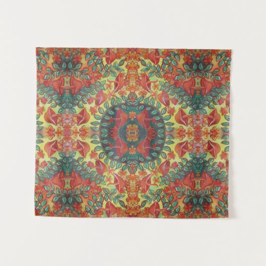 oranje paddenstoelen wandkleed (Voorkant (horizontaal))