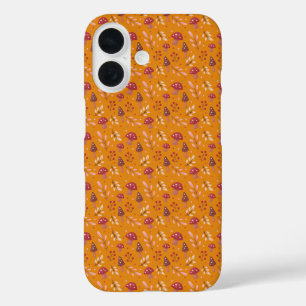 Oranje paddenstoelenpatroon iPhone Case