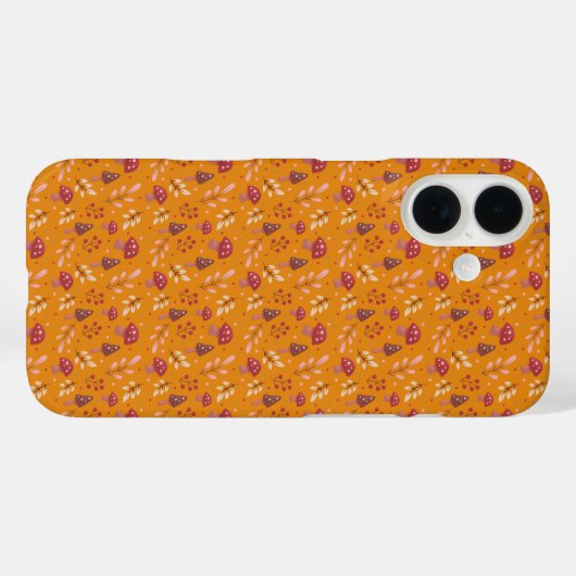 Oranje paddenstoelenpatroon iPhone Case (Achterkant (horizontaal))