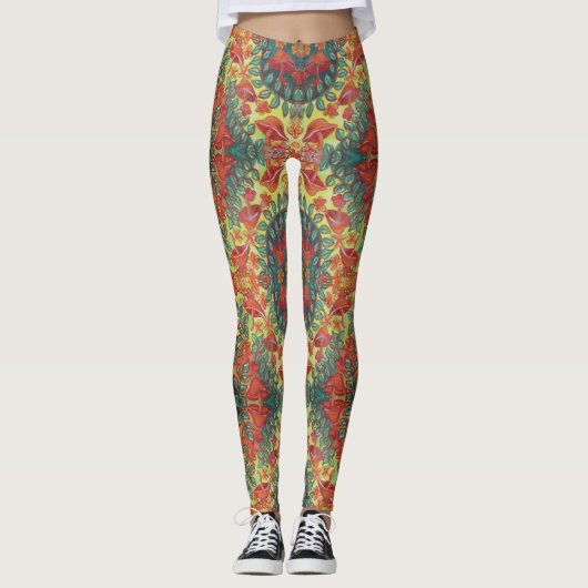 oranje paddenstoelleggings leggings (Voorkant)