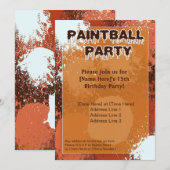 Oranje Paintball Party nodigt uit Kaart (Voorkant / Achterkant)