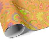 oranje paisley Inpakpapier (Rol Hoek)