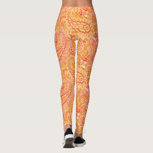 Oranje Paisley Leggings (Achterkant)