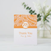 Oranje Paisley Wedding Dank je kaarten (Staand voorkant)