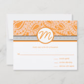 Oranje Paisley Wedding RSVP met Stippen (Voorkant)