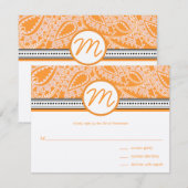 Oranje Paisley Wedding RSVP met Stippen (Voorkant / Achterkant)