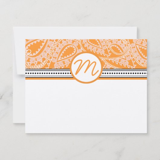 Oranje Paisley Wedding RSVP met Stippen (Achterkant)