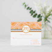 Oranje Paisley Wedding RSVP met Stippen (Staand voorkant)