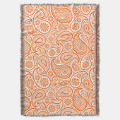 Oranje  Paisley White Achtergrond Deken (Voorkant Verticaal)