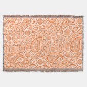 Oranje  Paisley White Achtergrond Deken (Voorkant)