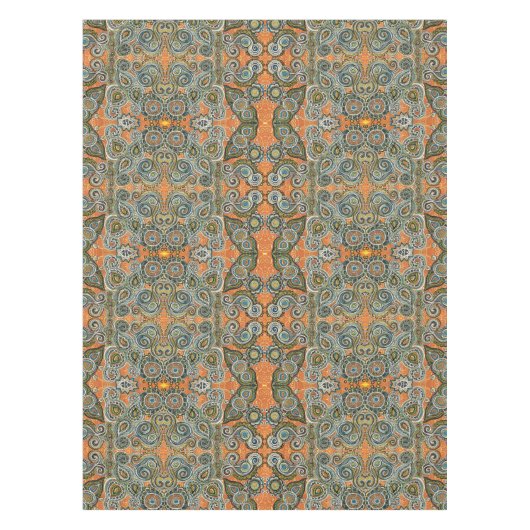 oranje paisleytafellade tafelkleed (Voorkant)