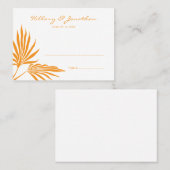 Oranje Palm Leaf bruiloft escort Zitplaats kaart Plaatskaartje (Voorkant / Achterkant)