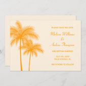 Oranje Palmboom Save the Date Aankondiging (Voorkant / Achterkant)
