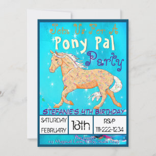 Oranje Palomino Birthday II (blauwe waterverf) Kaart