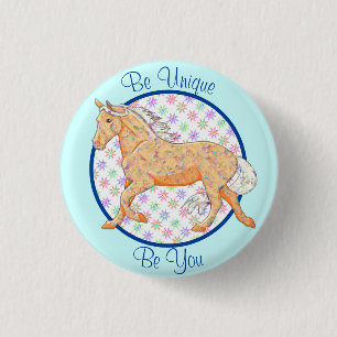 Oranje palomino (blauw/paars) ronde button 3,2 cm
