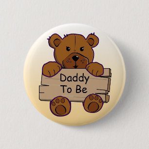 Oranje papa om teddybeer Baby shower te worden Ronde Button 5,7 Cm