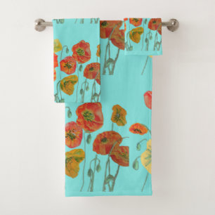 Oranje papaver Aqua Floral art Bad Handdoek
