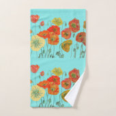 Oranje papaver Aqua Floral art Bad Handdoek (Handdoek)